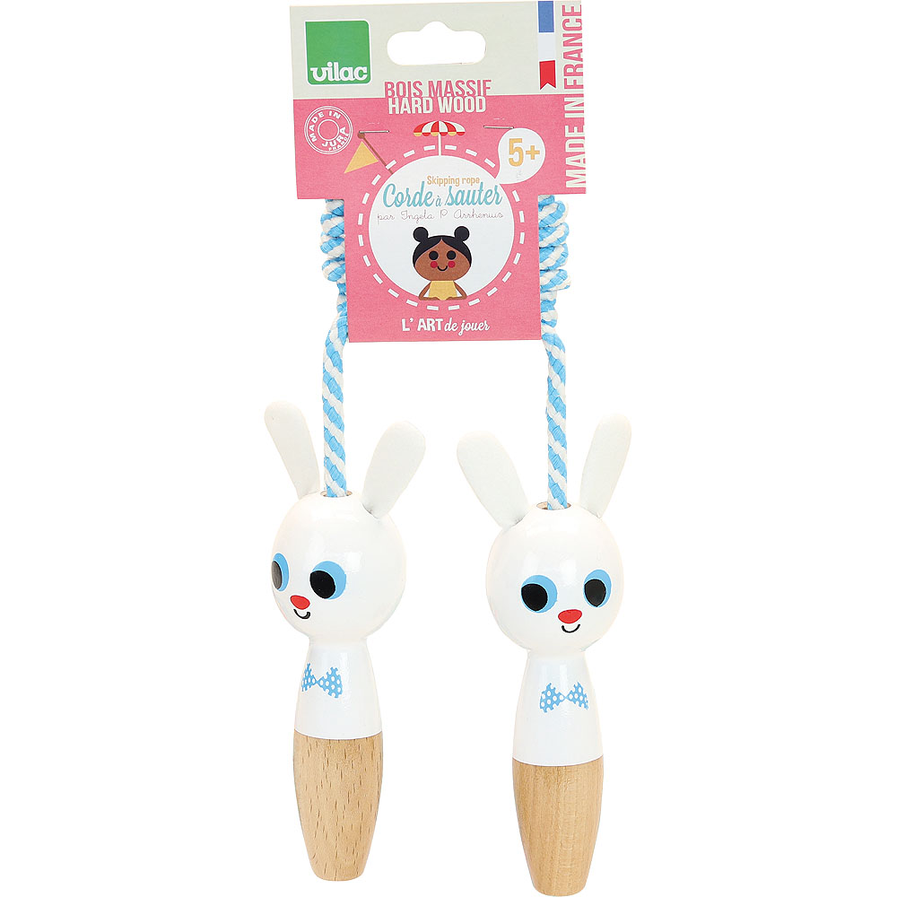 corde à sauter lapin en bois