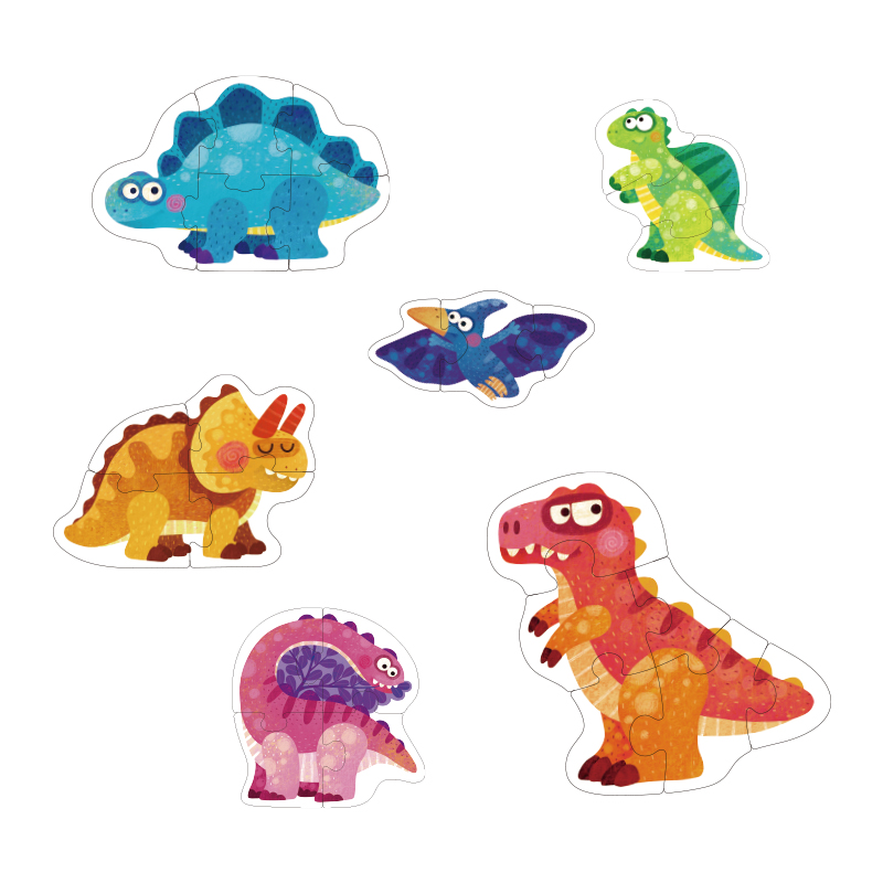 set de 6 puzzles dinosaure