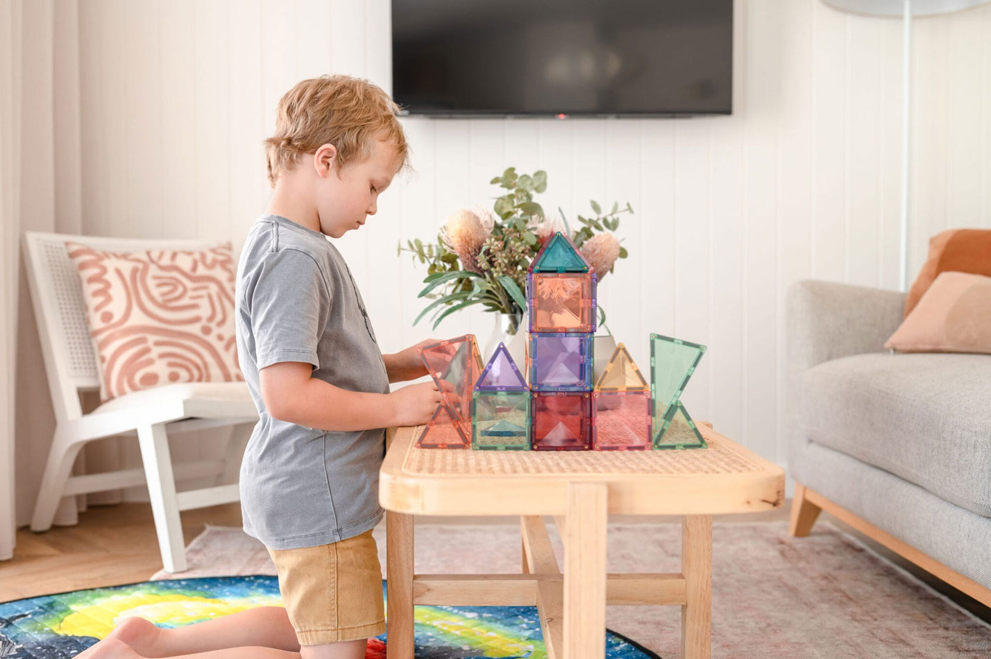 jeu de construction magnétique couleur pastel